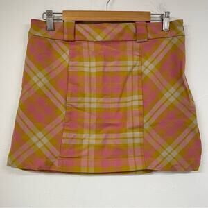 Urban Outfitters Pink & Green Plaid Mini School Girl Skirt Womens L Preppy Fall